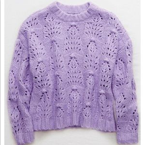 Aerie lavender pointelle sweater